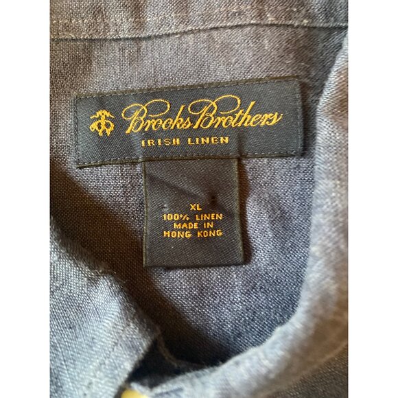 Brooks Brothers Irish Linen Mens Button-Down Shirt XL Blue Gray Long Sleeve - Picture 3 of 5